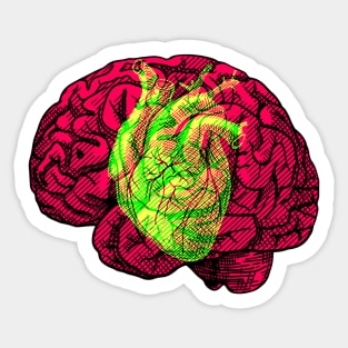 Brain&Heart Interactive Magenta&Green Filter T-Shirt By Red&Blue Sticker